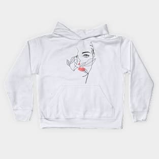 Woman Line Art Kids Hoodie